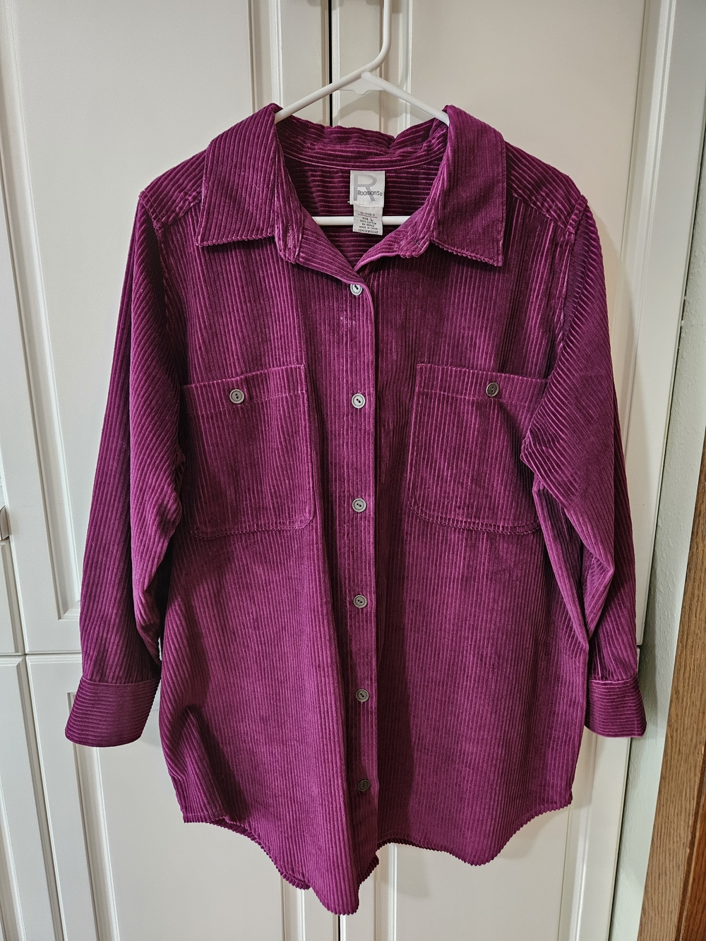Vintage Y2k Oversized Magenta Corduroy Shacket 90s Chore Barn Jacket Eclectic